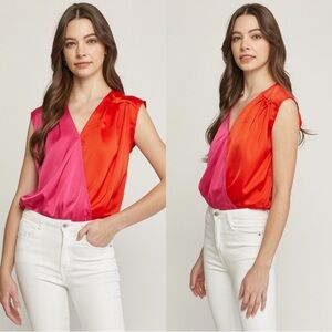 Entro V Neck Color Block Bodysuit